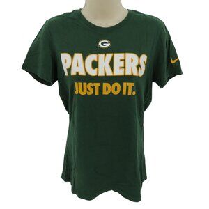 Nike Womens Large Green Bay Packers Fitted Short Sleeve Tee Shirt Top NFL Team